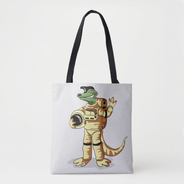 Bolsa Tote Iguanodon Vestido Em Um Spacesuit Cosmonauta. (Frente)