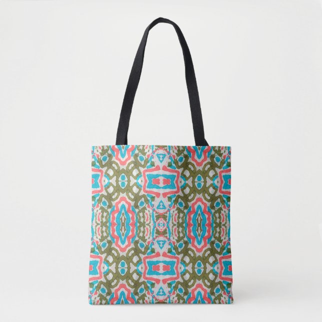 Bolsa Tote Ikat Ethnic Abstract Pattern. Shaman Pattern. Peni (Frente)
