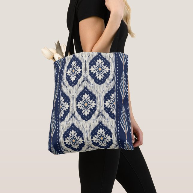 Bolsa Tote Ikat Floral Paisley Pattern (Close Up)