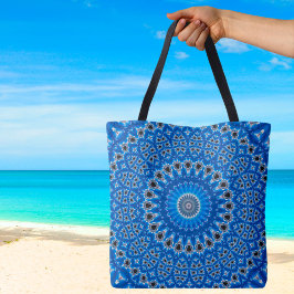 Bolsa Tote Ilha Boho de Safira Azul Tendência