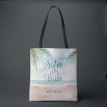 Bolsa Tote Ilha Breeze Pintada Beach Scene Sister<br><div class="desc">Cena de praia pintada por brisa de ilha, com Ondas de Oceano, praia de Sandy e Palm Trees, com um belo céu azul-lacrimogênio. Com Fontes Modernas De Script De Tipografia. Uma Praia Tropical de Verão, Ou design de casamento de destino - Sacos de Tote Sister Personalizados! Veja meu compro para...</div>