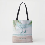 Bolsa Tote Ilha Breeze Pintada de Praia Bridesmaid<br><div class="desc">Cena de praia pintada por brisa de ilha, com Ondas de Oceano, praia de Sandy e Palm Trees, com um belo céu azul-lacrimogênio. Com Fontes Modernas De Script De Tipografia. Uma Praia Tropical de Verão, Ou design de casamento de destino - Malas de Tote Personalizadas da Bridesmaid! Veja meu compro...</div>