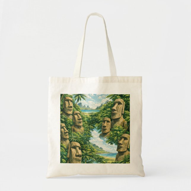 Bolsa Tote Ilha de Páscoa Moai Viagem Tropical (Frente)