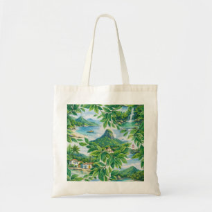 Bolsa Tote Ilha Grande Brasil Padrão de Folhas de Praia Tropi