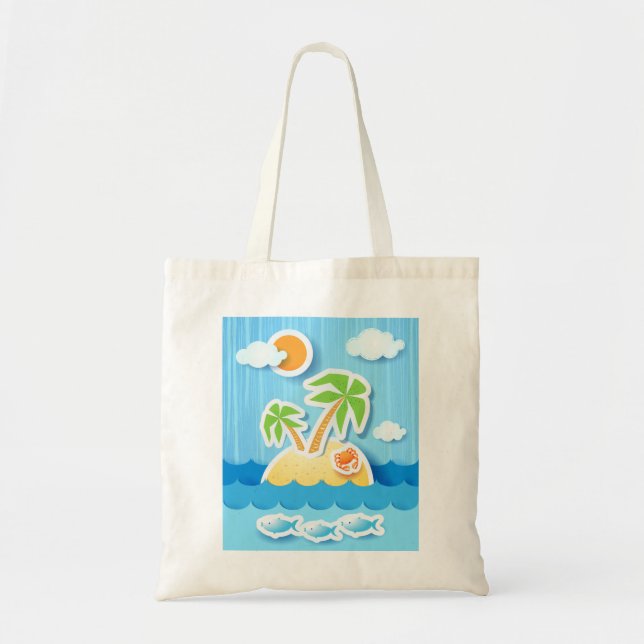 Bolsa Tote Ilha Tropical, saco (Frente)