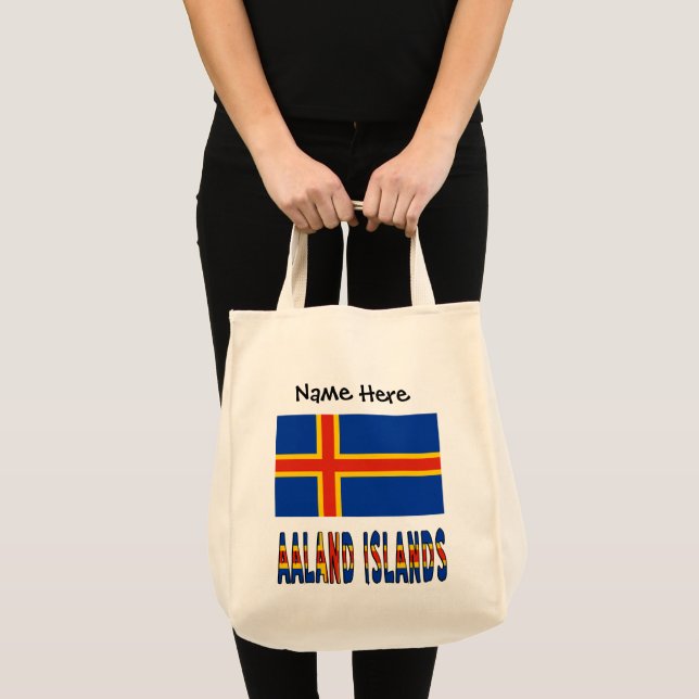 Bolsa Tote Ilhas Ashland Bandeira Ålander Personalizada  (Frente (produto))
