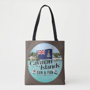 Bolsa Tote "Ilhas Cayman Sol & Diversão" Com Bandeira