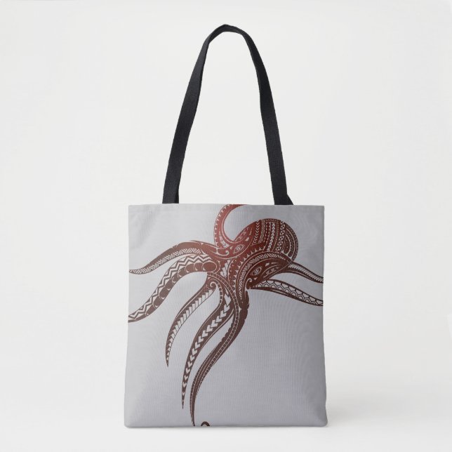 BOLSA TOTE ILHAS HAWAII TRIBAIS POLINESIANAS OCTOPUS (Frente)