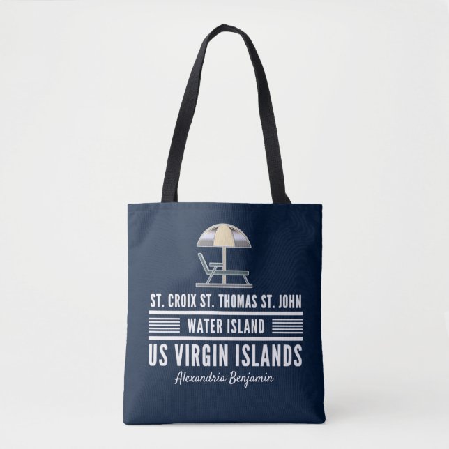 Bolsa Tote Ilhas Virgens dos EUA USVI Caribe Personalizar (Frente)