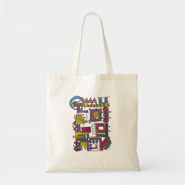 Bolsa Tote Illusory-Whimsical Hand Painted Abstract Art (Frente)