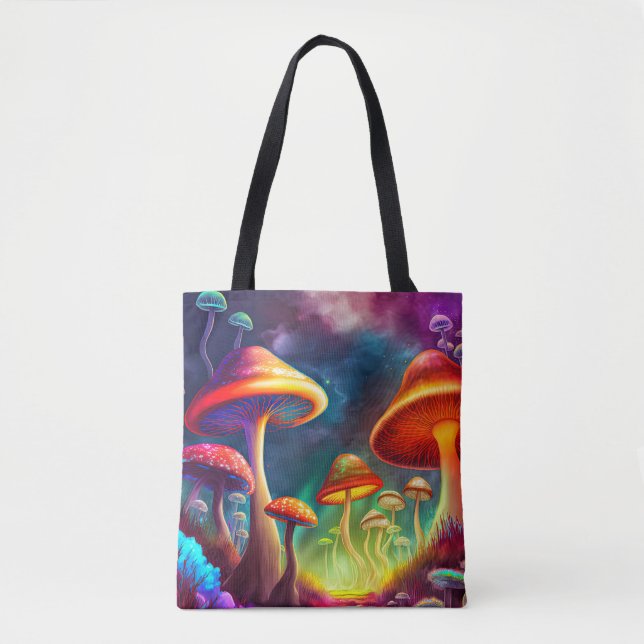 Bolsa Tote Iluminando Cogumelos Selvagens (Frente)
