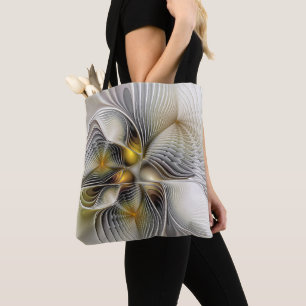 Bolsa Tote Ilusão Óptica Abstrata Fractal 3D Com Profundidade