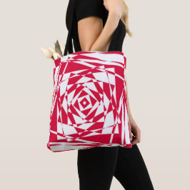 Bolsa Tote Ilusões de abstrato vermelho-branco