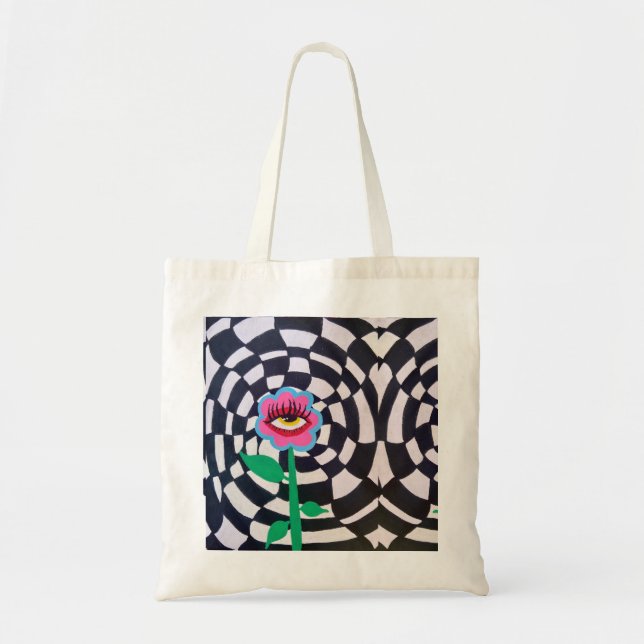 Bolsa Tote Ilusões De Olhos Flores, Saco De Arte Abstrato (Frente)