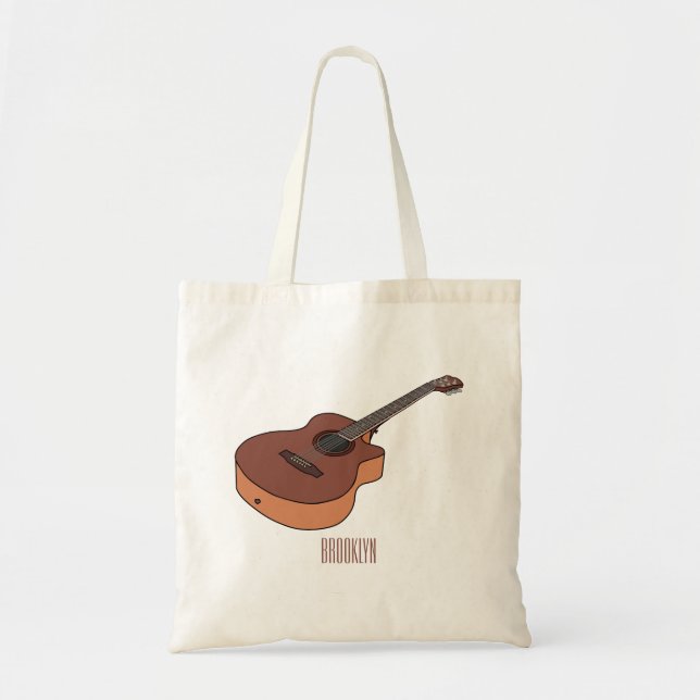Bolsa Tote Ilustração acústica de desenho animado (Frente)