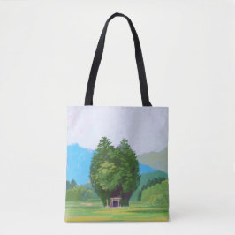 Bolsa Tote Ilustração Artística de Paisagem Serena