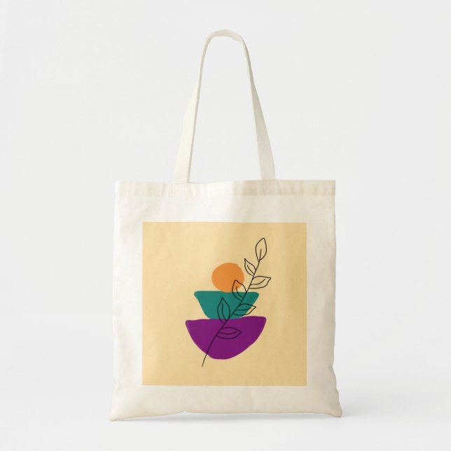 Bolsa Tote Ilustração boho de folhas (Frente)