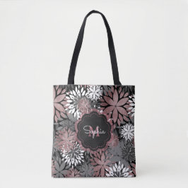 Bolsa Tote Ilustração bonito de Flores Geométricas Douradas d