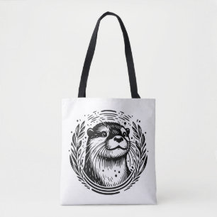 Bolsa Tote Ilustração Botânica de Lontra