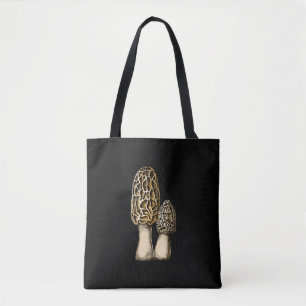 Bolsa Tote Ilustração Botânica de Morel Mushroom