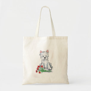 Bolsa Tote Ilustração branca do terrier do westie do filhot