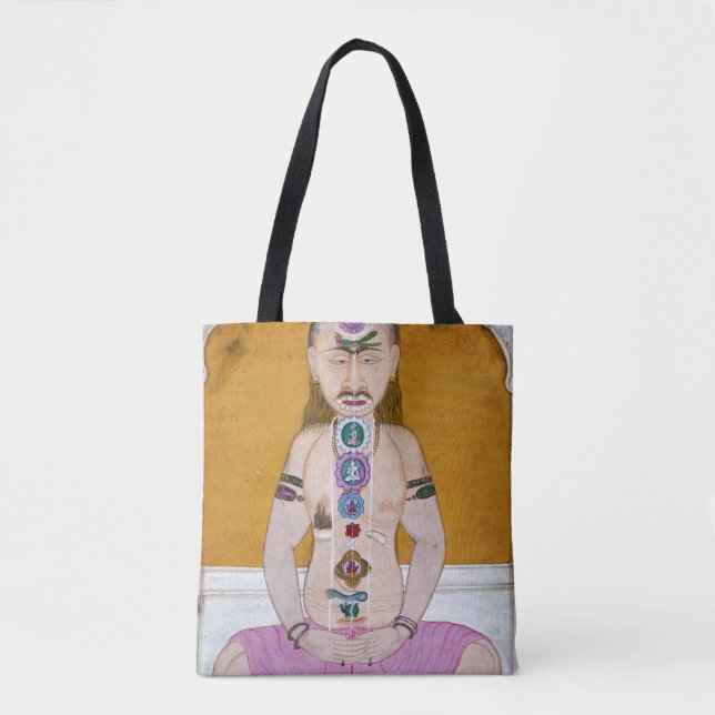 Bolsa Tote Ilustração Chakra Yoga para Meditação (Frente)