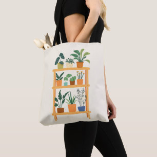 Bolsa Tote Ilustração Colorida de Plantas Encantadas