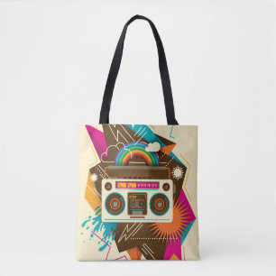Bolsa Tote Ilustração colorida de rádio Abstrato Vintage