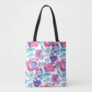 Bolsa Tote ilustração com desenho de mão rústica floral e