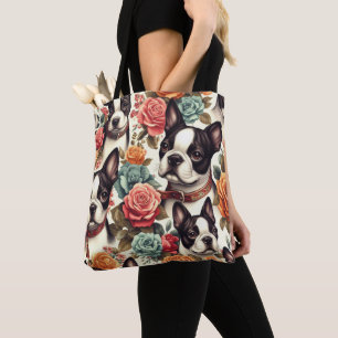 Bolsa Tote Ilustração Cute Boston Terrier