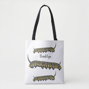 Bolsa Tote Ilustração da cartoon da lagarta monarca