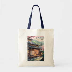 Bolsa Tote Ilustração da Casa do Japão em Kyoto, Arte de Viag