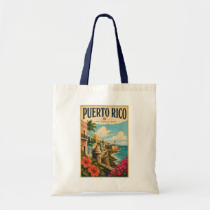 Bolsa Tote Ilustração da Costa de Porto Rico Arte de Viagem V