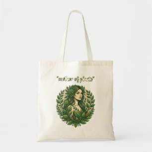 Bolsa Tote Ilustração da Deusa Cottagecore Mãe das Plantas 