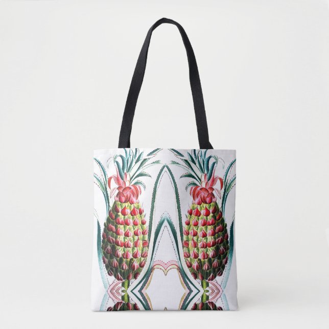 Bolsa Tote Ilustração da fruta tropical do abacaxi-da-safra (Frente)