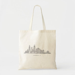 Bolsa Tote Ilustração da paisagem urbana de Chicago IL