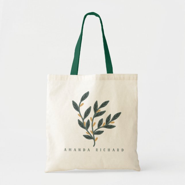 Bolsa Tote Ilustração da planta folha (Frente)