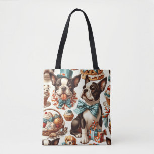 Bolsa Tote Ilustração da Portadora de Boston Cute