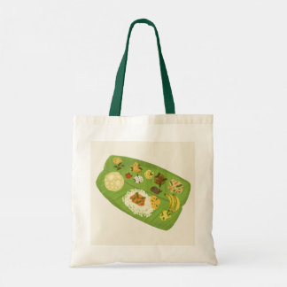 Bolsa Tote Ilustração da refeição Kerala Sadya em folha de ba