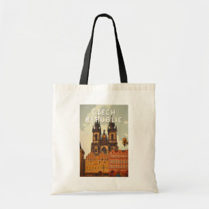 Bolsa Tote Ilustração da República Tcheca Viagem Arte Vintage