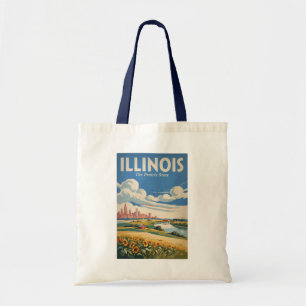 Bolsa Tote Ilustração da Silhueta de Chicago Illinois Arte de