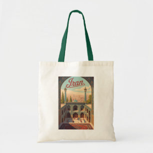 Bolsa Tote Ilustração da Silhueta do Irã Viagem Arte Vintage
