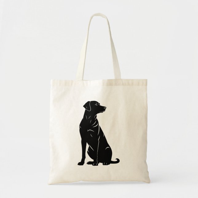 Bolsa Tote Ilustração da silhueta labradora preta (Frente)