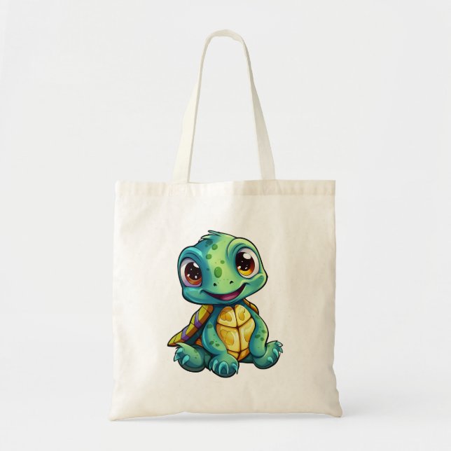 Bolsa Tote Ilustração da tartaruga de desenho animado (Frente)