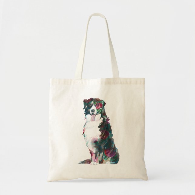 Bolsa Tote Ilustração das aquarelas do Cão da Montanha Bernes (Frente)