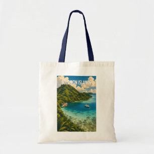 Bolsa Tote Ilustração das Ilhas Salomão Viagem Arte Vintage