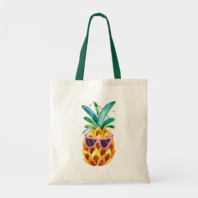 Bolsa Tote Ilustração de Abacaxi de Aquarela (Frente)