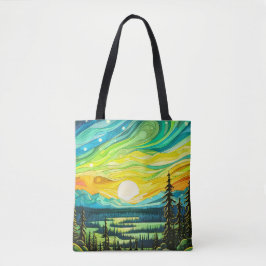 Bolsa Tote Ilustração de Abstrato sunset majestosa