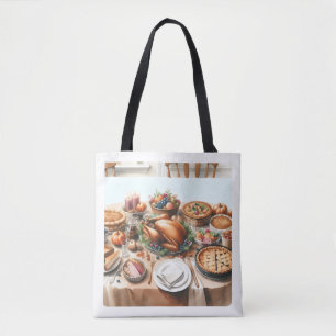 Bolsa Tote Ilustração de Ação de Graças de Aquarela