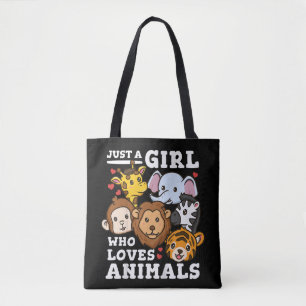 Bolsa Tote Ilustração de Animais Fofos do Zoológico Elefante